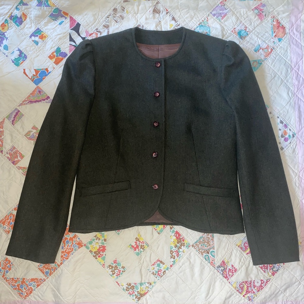 Vintage Green Wool German Dirndl Trachten Tyrol Oktoberfest W 10 M Coat Jacket